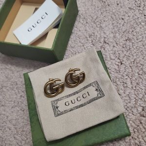 - Authentic GUCCI GG MONOGRAM LOGO STUD EARRINGS